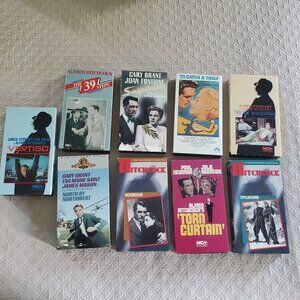 Lot 9 Hitchcock VHS Tapes Vertigo 39 Steps Suspicion Rear Window Notorious More